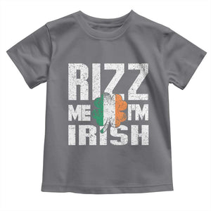 Funny Rizz Me I'm Irish Toddler T Shirt St Patrick's Day Vintage Ireland Flag TS11 Charcoal Print Your Wear