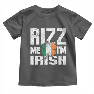 Funny Rizz Me I'm Irish Toddler T Shirt St Patrick's Day Vintage Ireland Flag TS11 Dark Heather Print Your Wear