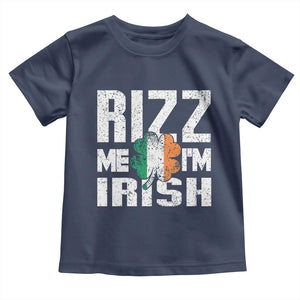 Funny Rizz Me I'm Irish Toddler T Shirt St Patrick's Day Vintage Ireland Flag TS11 Navy Print Your Wear