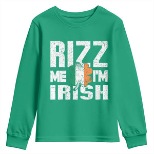 Funny Rizz Me I'm Irish Youth Sweatshirt St Patrick's Day Vintage Ireland Flag TS11 Irish Green Print Your Wear