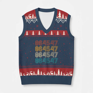 Funny Vintage 80s Style 86 45 47 Retro Stripes V-Neck Knit Sweater Vest TS11 Navy Red Print Your Wear
