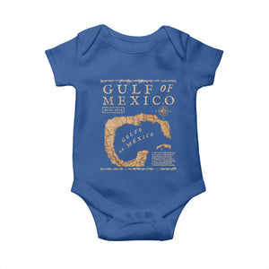 Gulf Of Mexico ESTD 1672 Baby Onesie Vintage Map TS11 Royal Blue Print Your Wear