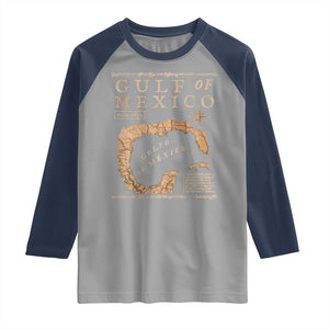 Gulf Of Mexico ESTD 1672 Raglan Shirt Vintage Map TS11 Sport Gray Navy Print Your Wear