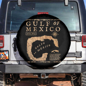 Gulf Of Mexico ESTD 1672 Spare Tire Cover Vintage Map TS11 No hole Black Print Your Wear