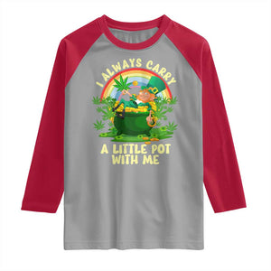 Funny St Patrick's Day Cannabis Weed Raglan Shirt I Always Carry A Little Pot Leprechaun TS11 Sport Gray Red Print Your Wear