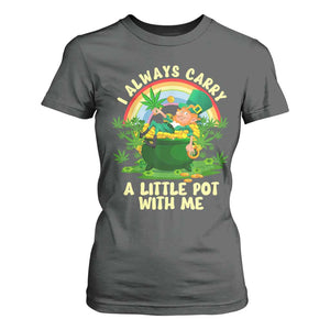 Funny St Patrick's Day Cannabis Weed T Shirt For Women I Always Carry A Little Pot Leprechaun TS11 Dark Heather Print Your Wear