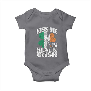 Funny Kiss Me I'm Black Irish Baby Onesie St Patrick's Day Vintage Shamrock TS11 Charcoal Print Your Wear