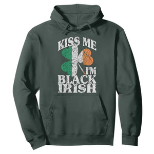 Funny Kiss Me I'm Black Irish Hoodie St Patrick's Day Vintage Shamrock TS11 Dark Forest Green Print Your Wear
