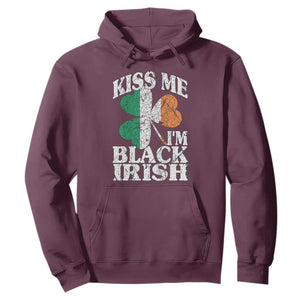 Funny Kiss Me I'm Black Irish Hoodie St Patrick's Day Vintage Shamrock TS11 Maroon Print Your Wear