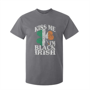 Funny Kiss Me I'm Black Irish T Shirt For Kid St Patrick's Day Vintage Shamrock TS11 Charcoal Print Your Wear