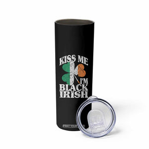 Funny Kiss Me I'm Black Irish Skinny Tumbler St Patrick's Day Vintage Shamrock TS11 Print Your Wear