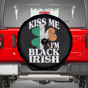 Funny Kiss Me I'm Black Irish Spare Tire Cover St Patrick's Day Vintage Shamrock TS11 Black Print Your Wear
