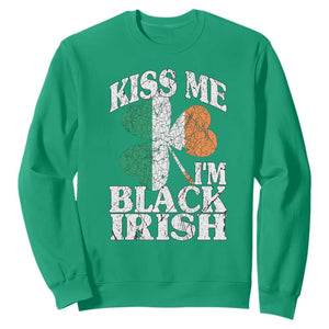 Funny Kiss Me I'm Black Irish Sweatshirt St Patrick's Day Vintage Shamrock TS11 Irish Green Print Your Wear