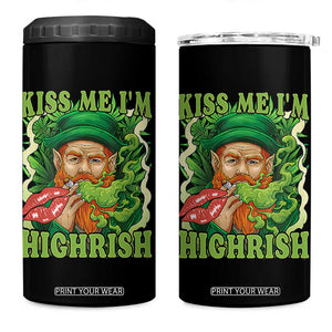 Funny St Patrick's Day Cannabis Weed 4 in 1 Can Cooler Tumbler Kiss Me I'm Highrish Leprechaun TS11 One Size: 16 oz Black Print Your Wear