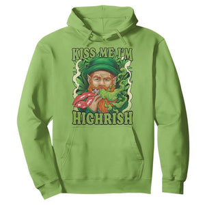 Funny St Patrick's Day Cannabis Weed Hoodie Kiss Me I'm Highrish Leprechaun TS11 Lime Print Your Wear