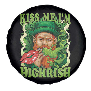 Funny St Patrick's Day Cannabis Weed Spare Tire Cover Kiss Me I'm Highrish Leprechaun TS11 Print Your Wear