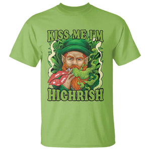 Funny St Patrick's Day Cannabis Weed T Shirt Kiss Me I'm Highrish Leprechaun TS11 Lime Print Your Wear