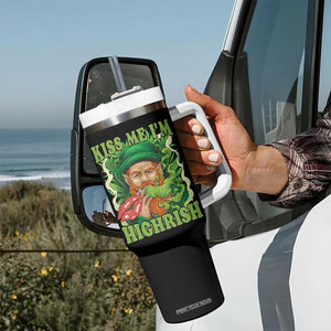 Funny St Patrick's Day Cannabis Weed Tumbler With Handle Kiss Me I'm Highrish Leprechaun TS11 Print Your Wear