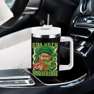 Funny St Patrick's Day Cannabis Weed Tumbler With Handle Kiss Me I'm Highrish Leprechaun TS11 Print Your Wear