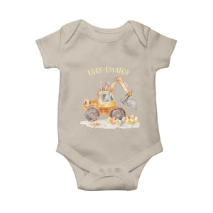 Funny Easter Day Excavator Baby Onesie Eggs-Cavator Bunny Construction Trucks TS11 Sand Print Your Wear