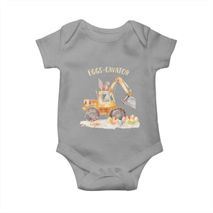 Funny Easter Day Excavator Baby Onesie Eggs-Cavator Bunny Construction Trucks TS11 Sport Gray Print Your Wear