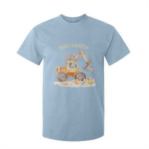 Funny Easter Day Excavator T Shirt For Kid Eggs-Cavator Bunny Construction Trucks TS11 Light Blue Print Your Wear
