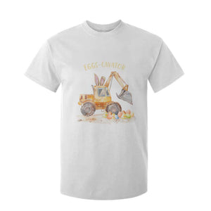 Funny Easter Day Excavator T Shirt For Kid Eggs-Cavator Bunny Construction Trucks TS11 White Print Your Wear