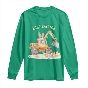 Funny Easter Day Excavator Long Sleeve Shirt Eggs-Cavator Bunny Construction Trucks TS11 Irish Green Print Your Wear