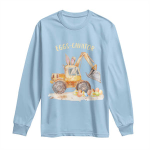 Funny Easter Day Excavator Long Sleeve Shirt Eggs-Cavator Bunny Construction Trucks TS11 Light Blue Print Your Wear