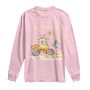 Funny Easter Day Excavator Long Sleeve Shirt Eggs-Cavator Bunny Construction Trucks TS11 Light Pink Print Your Wear
