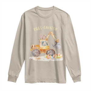 Funny Easter Day Excavator Long Sleeve Shirt Eggs-Cavator Bunny Construction Trucks TS11 Sand Print Your Wear