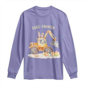 Funny Easter Day Excavator Long Sleeve Shirt Eggs-Cavator Bunny Construction Trucks TS11 Violet Print Your Wear
