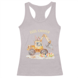 Funny Easter Day Excavator Racerback Tank Top Eggs-Cavator Bunny Construction Trucks TS11 Ice Gray Print Your Wear