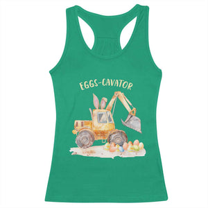 Funny Easter Day Excavator Racerback Tank Top Eggs-Cavator Bunny Construction Trucks TS11 Irish Green Print Your Wear