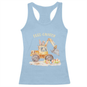 Funny Easter Day Excavator Racerback Tank Top Eggs-Cavator Bunny Construction Trucks TS11 Light Blue Print Your Wear