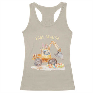 Funny Easter Day Excavator Racerback Tank Top Eggs-Cavator Bunny Construction Trucks TS11 Sand Print Your Wear