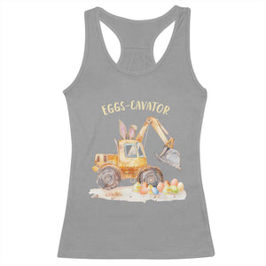 Funny Easter Day Excavator Racerback Tank Top Eggs-Cavator Bunny Construction Trucks TS11 Sport Gray Print Your Wear