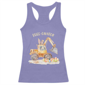 Funny Easter Day Excavator Racerback Tank Top Eggs-Cavator Bunny Construction Trucks TS11 Violet Print Your Wear