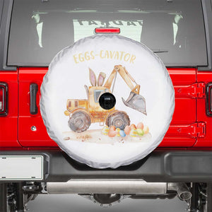 Funny Easter Day Excavator Spare Tire Cover Eggs-Cavator Bunny Construction Trucks TS11 White Print Your Wear