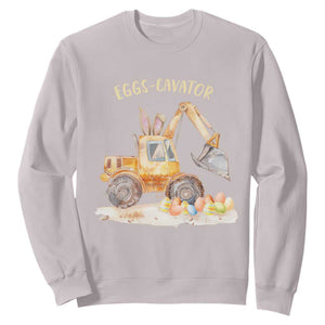 Funny Easter Day Excavator Sweatshirt Eggs-Cavator Bunny Construction Trucks TS11 Ice Gray Print Your Wear