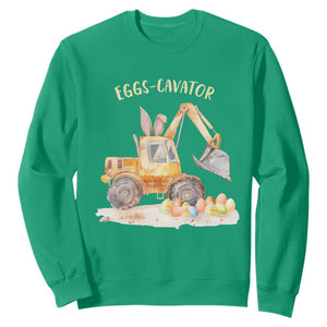 Funny Easter Day Excavator Sweatshirt Eggs-Cavator Bunny Construction Trucks TS11 Irish Green Print Your Wear