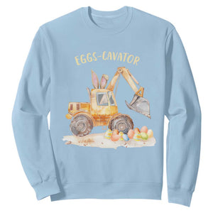 Funny Easter Day Excavator Sweatshirt Eggs-Cavator Bunny Construction Trucks TS11 Light Blue Print Your Wear