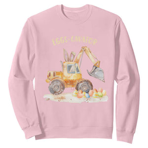 Funny Easter Day Excavator Sweatshirt Eggs-Cavator Bunny Construction Trucks TS11 Light Pink Print Your Wear