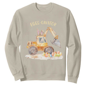 Funny Easter Day Excavator Sweatshirt Eggs-Cavator Bunny Construction Trucks TS11 Sand Print Your Wear