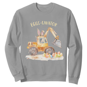 Funny Easter Day Excavator Sweatshirt Eggs-Cavator Bunny Construction Trucks TS11 Sport Gray Print Your Wear