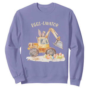 Funny Easter Day Excavator Sweatshirt Eggs-Cavator Bunny Construction Trucks TS11 Violet Print Your Wear