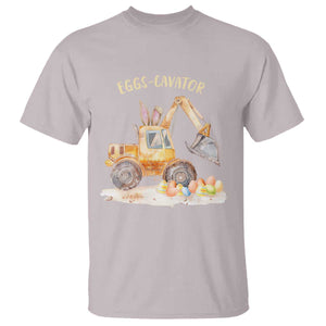 Funny Easter Day Excavator T Shirt Eggs-Cavator Bunny Construction Trucks TS11 Ice Gray Print Your Wear