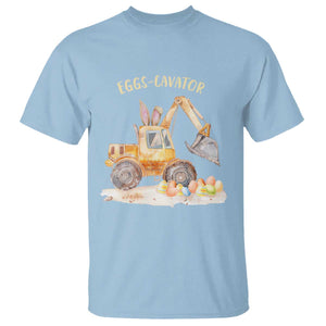 Funny Easter Day Excavator T Shirt Eggs-Cavator Bunny Construction Trucks TS11 Light Blue Print Your Wear
