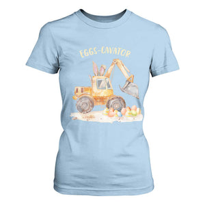 Funny Easter Day Excavator T Shirt For Women Eggs-Cavator Bunny Construction Trucks TS11 Light Blue Print Your Wear