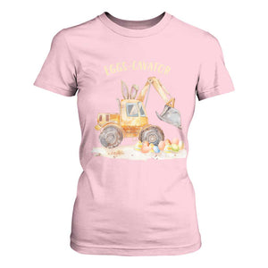 Funny Easter Day Excavator T Shirt For Women Eggs-Cavator Bunny Construction Trucks TS11 Light Pink Print Your Wear
